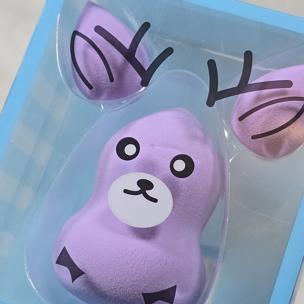 Purple Makeup Beauty Blender Set Cute Reindeer Three Piece Full Size & Mini New